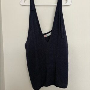 FP Beach Size L Blue Tank Tie Adjustable Straps Womens knit top